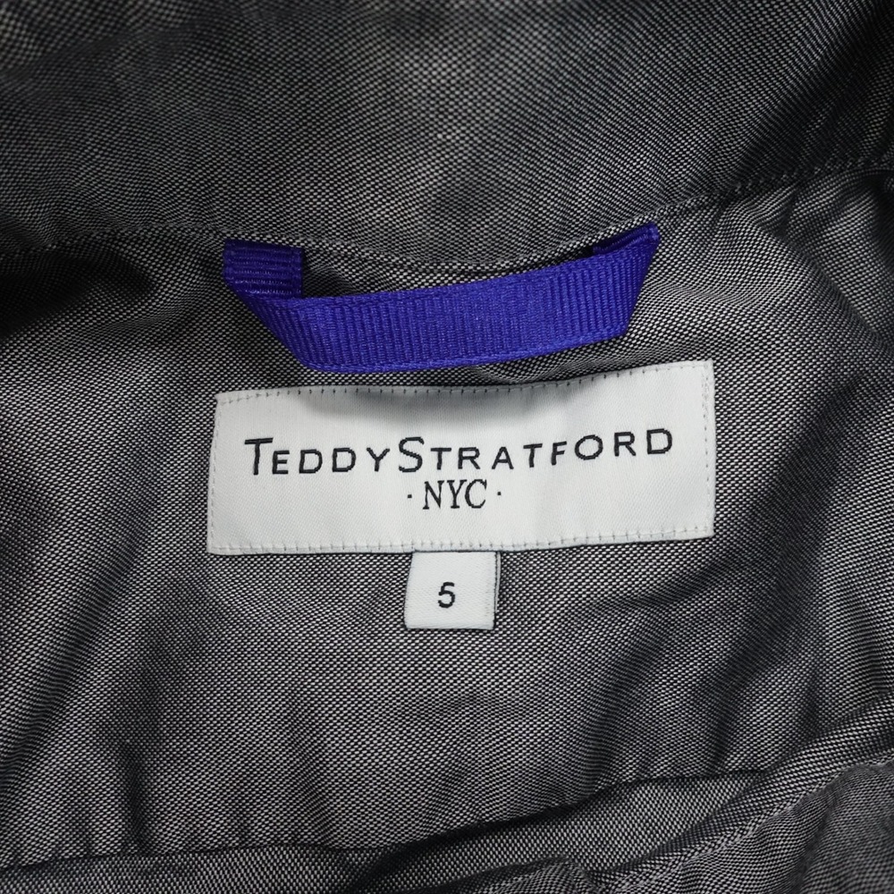 Teddy Stratford Button Up Zip Shirt Men Size 5 Long Sleeve Cotton Grey - Picture 5 of 11